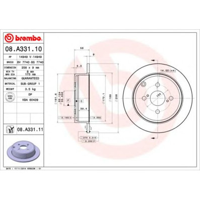 Kočioni disk BREMBO 08.A331.10