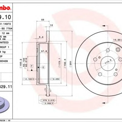 Kočioni disk BREMBO 08.A429.10
