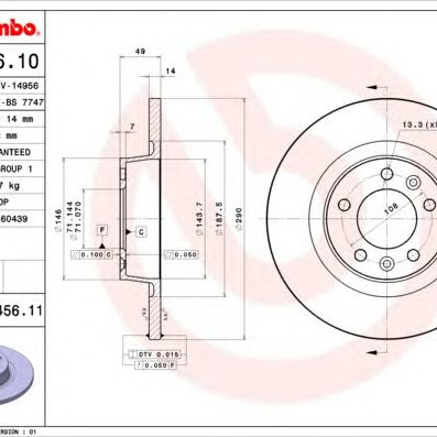 Kočioni disk BREMBO 08.A456.10