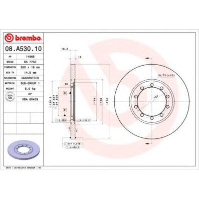 Kočioni disk BREMBO 08.A530.10