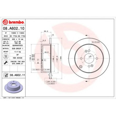 Kočioni disk Brembo 08.A602.10
