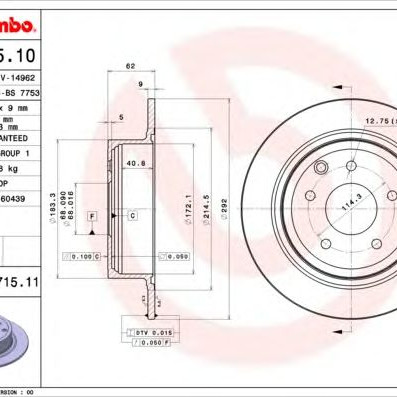 Kočioni disk BREMBO 08.A715.10