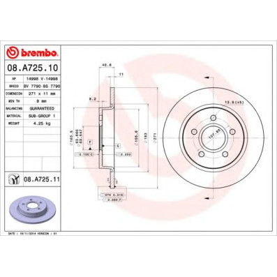 Kočioni disk BREMBO 08.A725.10
