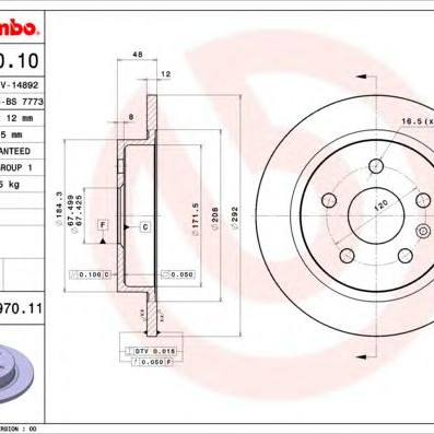 Kočioni disk BREMBO 08.A970.11