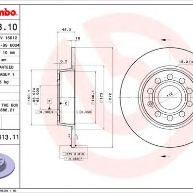 Kočioni disk BREMBO 08.B413.10
