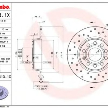 Kočioni disk BREMBO 08.B413.1X