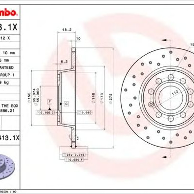 Kočioni disk BREMBO 08.B413.1X