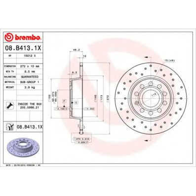 Kočioni disk BREMBO 08.B413.1X
