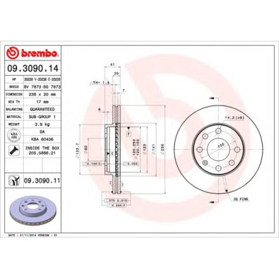 Kočioni disk BREMBO 09.3090.14