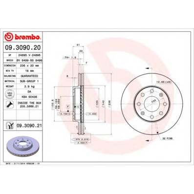 Kočioni disk BREMBO 09.3090.20