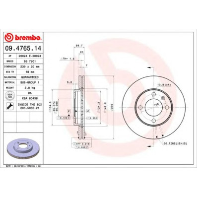 Kočioni disk BREMBO 09.4765.14