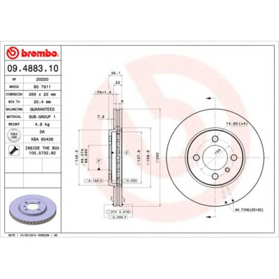 Kočioni disk BREMBO 09.4883.10
