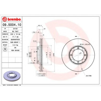 Kočioni disk BREMBO 09.5004.10