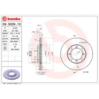 Kočioni disk BREMBO 09.5009.10