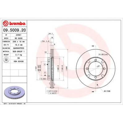 Kočioni disk BREMBO 09.5009.20