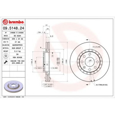 Kočioni disk BREMBO 09.5148.24
