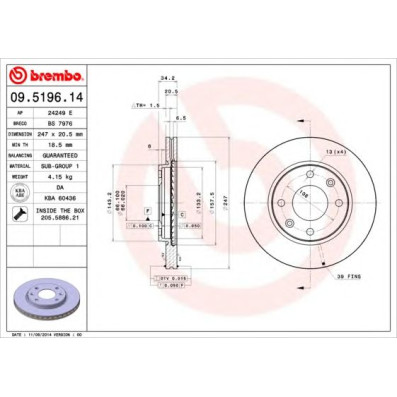 Kočioni disk BREMBO 09.5196.14