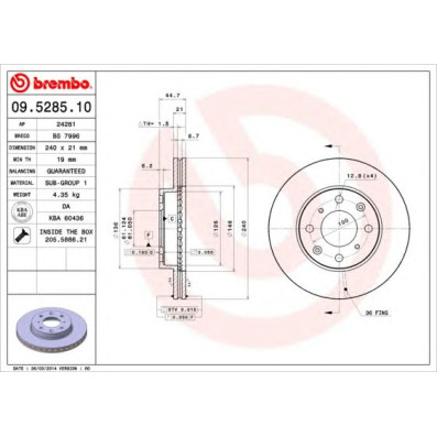 Kočioni disk BREMBO 09.5285.10