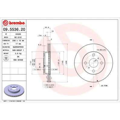 Kočioni disk BREMBO 09.5536.20
