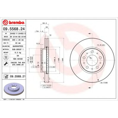 Kočioni disk BREMBO 09.5568.24