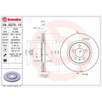 Kočioni disk BREMBO 09.5570.10