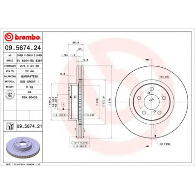Kočioni disk BREMBO 09.5674.24