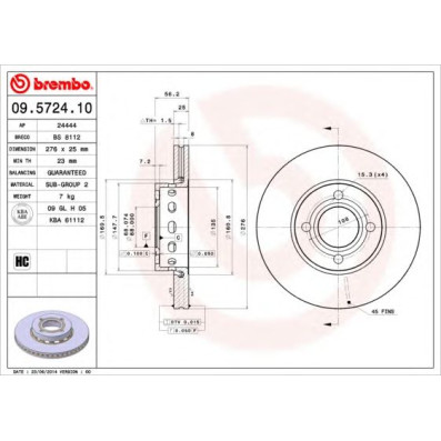 Kočioni disk BREMBO 09.5724.10