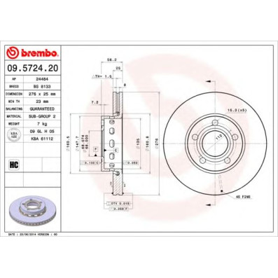 Kočioni disk BREMBO 09.5724.20