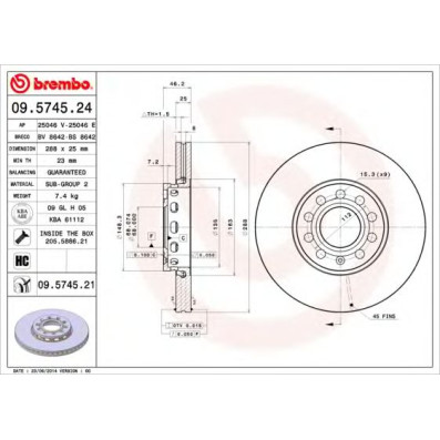 Kočioni disk BREMBO 09.5745.24