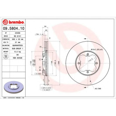 Kočioni disk BREMBO 09.5804.10