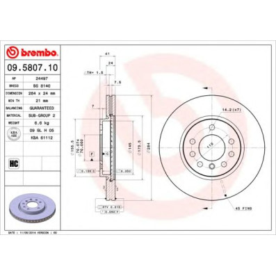 Kočioni disk BREMBO 09.5807.10