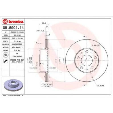 Kočioni disk BREMBO 09.5904.14