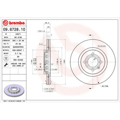 Kočioni disk BREMBO 09.6728.10