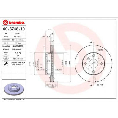Kočioni disk BREMBO 09.6748.10