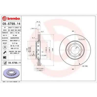 Kočioni disk BREMBO 09.6799.14