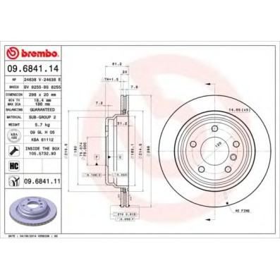 Kočioni disk BREMBO 09.6841.11