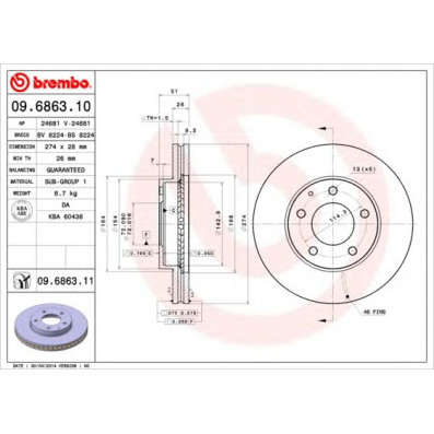Kočioni disk BREMBO 09.6863.10