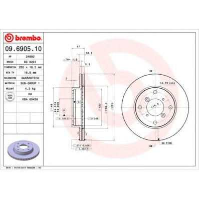 Kočioni disk BREMBO 09.6905.10