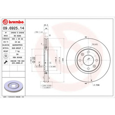 Kočioni disk BREMBO 09.6925.14
