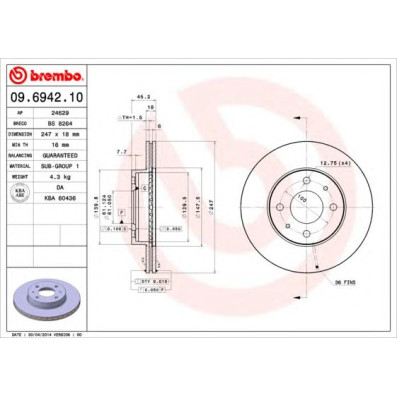 Kočioni disk BREMBO 09.6942.10