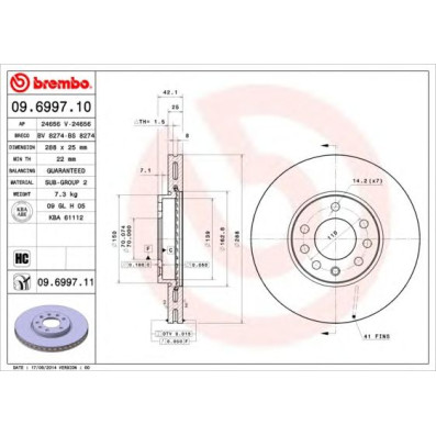Kočioni disk BREMBO 09.6997.10