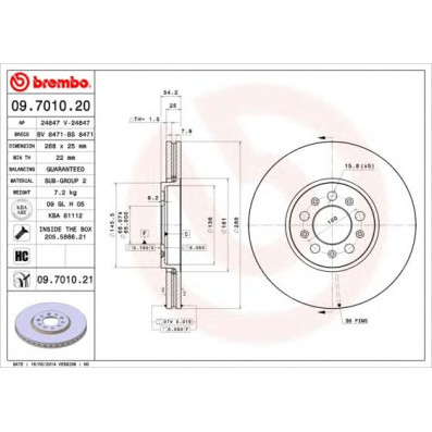 Kočioni disk BREMBO 09.7010.21