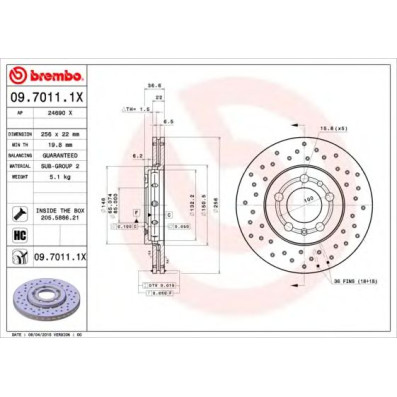 Kočioni disk BREMBO 09.7011.1X