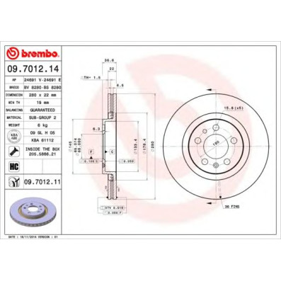 Kočioni disk BREMBO 09.7012.14