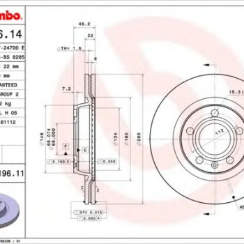 Kočioni disk BREMBO 09.7196.11