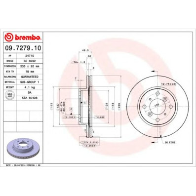 Kočioni disk BREMBO 09.7279.10