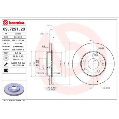 Kočioni disk BREMBO 09.7291.20