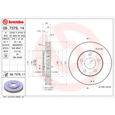 Kočioni disk BREMBO 09.7376.14