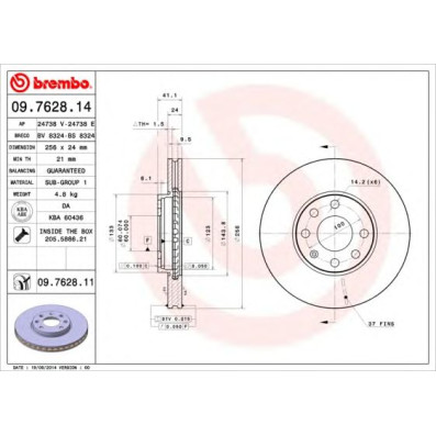 Kočioni disk BREMBO 09.7628.14