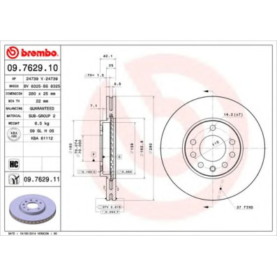 Kočioni disk BREMBO 09.7629.11